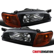 Fit 1995-2001 Subaru Impreza Black Headlights Amber Corner Signal Leftright