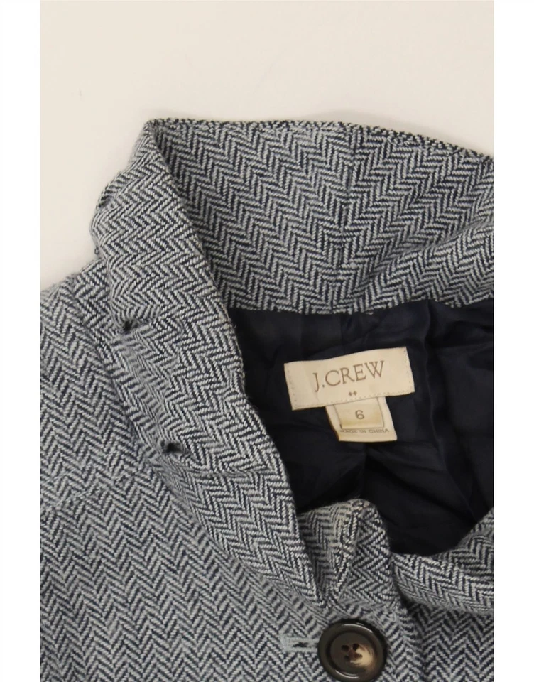 J. CREW Womens 3 Button Blazer Jacket US 6 Medium Blue Herringbone Wool BW04 - Image 3 of 3