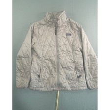 Patagonia Jacket Girls XL 14 Blush Pink Quilted Floral Lined Primaloft Full Zip