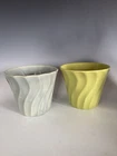 Vintage Gray and Chartreuse Bauer Pottery Swirl Flower Pots #6