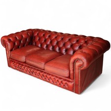 Vintage Oxblood Red Leather Chesterfield 3-Seater Sofa | Antique Style Settee