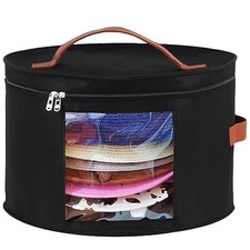 Hat Box-Hats Boxes for Women Storage Travel Large Round Hat Carrier Case Black