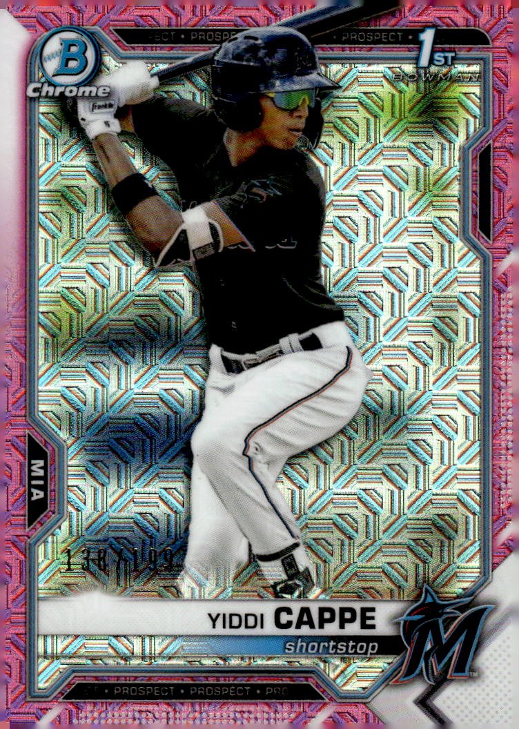 2021 Bowman Chrome #BCP-199 Yiddi Cappe Prospects Mojo Refractor Pink #/199