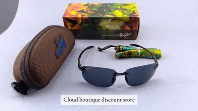 #ad NIB MAU JIM Sport Sunglasses BREAKWALL MJ 422 02 Gloss Black Frame Neutral Gray $106.00