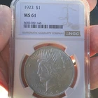 1923 Silver Peace Dollar NGC Ms61