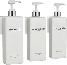 Luxury Shampoo and Conditioner Dispenser Set Wall Mounted by - Shower Bottles 3