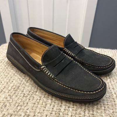 Tod's Men Sz 9.5 UK Original Leather Moccasins Loafers Slip On Black Dark Gray