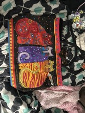 Laurel Burch Cat Tote Bag Extra Large XL Cats Stripes 21 x 14 x 8