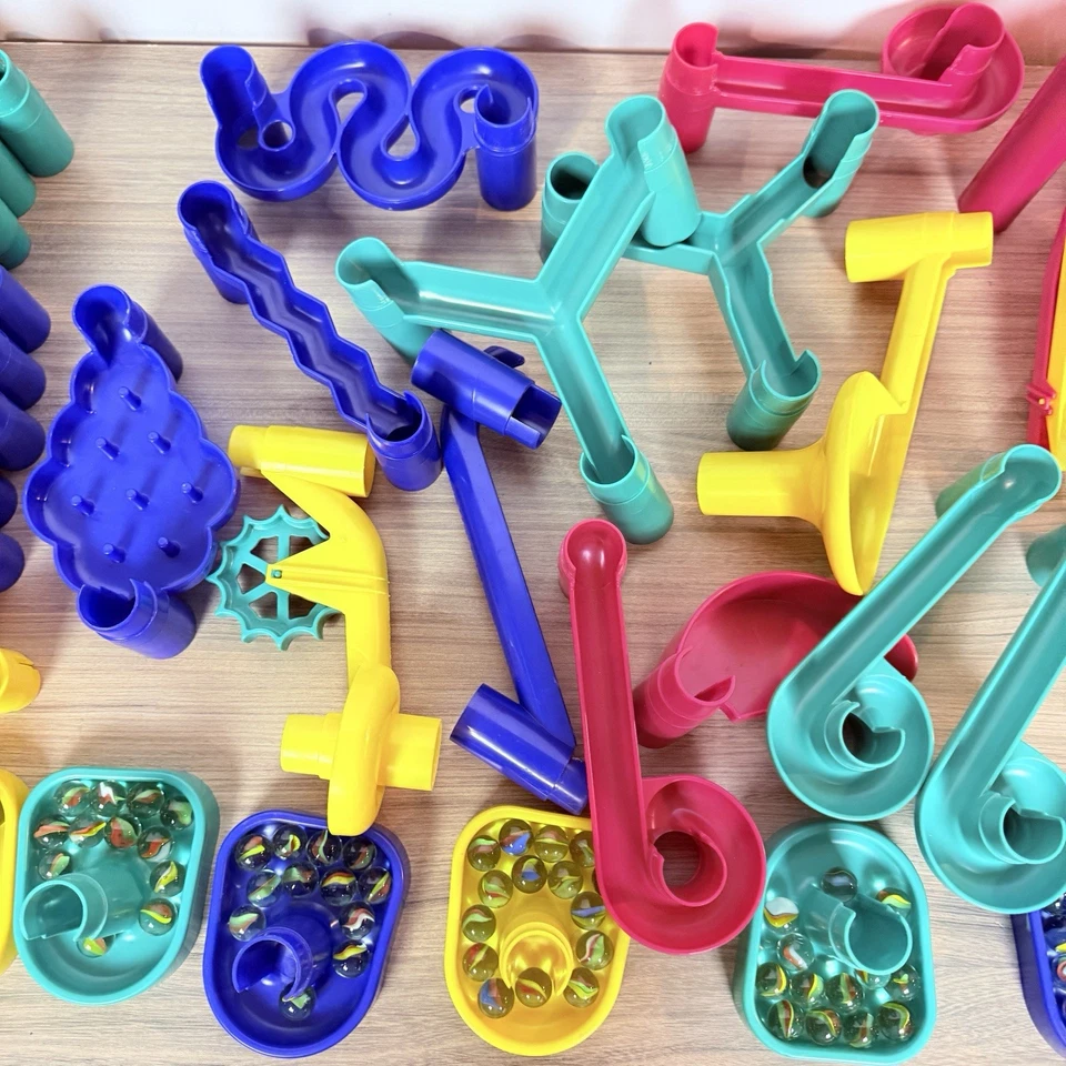 Juego de construcción de pista de carreras Discovery Toys Super Marbleworks 1997 vintage con caja Foto 4 de 4