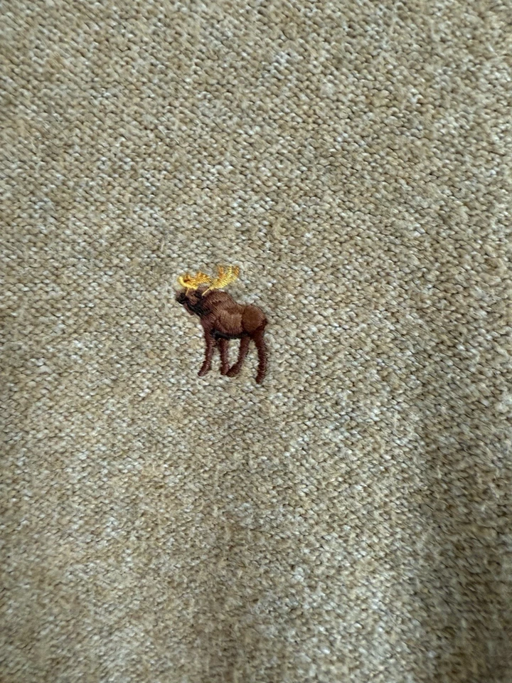 Abercrombie & Fitch Moose Vtg Y2K Tan Pullover Sweater Men’s L Hood Preppy 90’s - Image 3 of 4