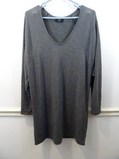 Vici Tyche Gray Sweater V-Neck Dress Size L Shift Long Sleeve Comfy Dolman SOFT