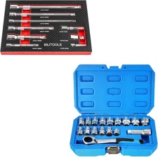 BILITOOLS 17-Piece Pass Through Socket Set, 3/8" & 1/2" Drive, Metric/SAE... 