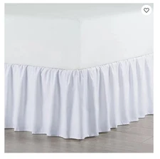 TWIN Ruffled Bed skirt 14" drop - 50/50 Poly Cotton Percale - WHITE (RTSC)