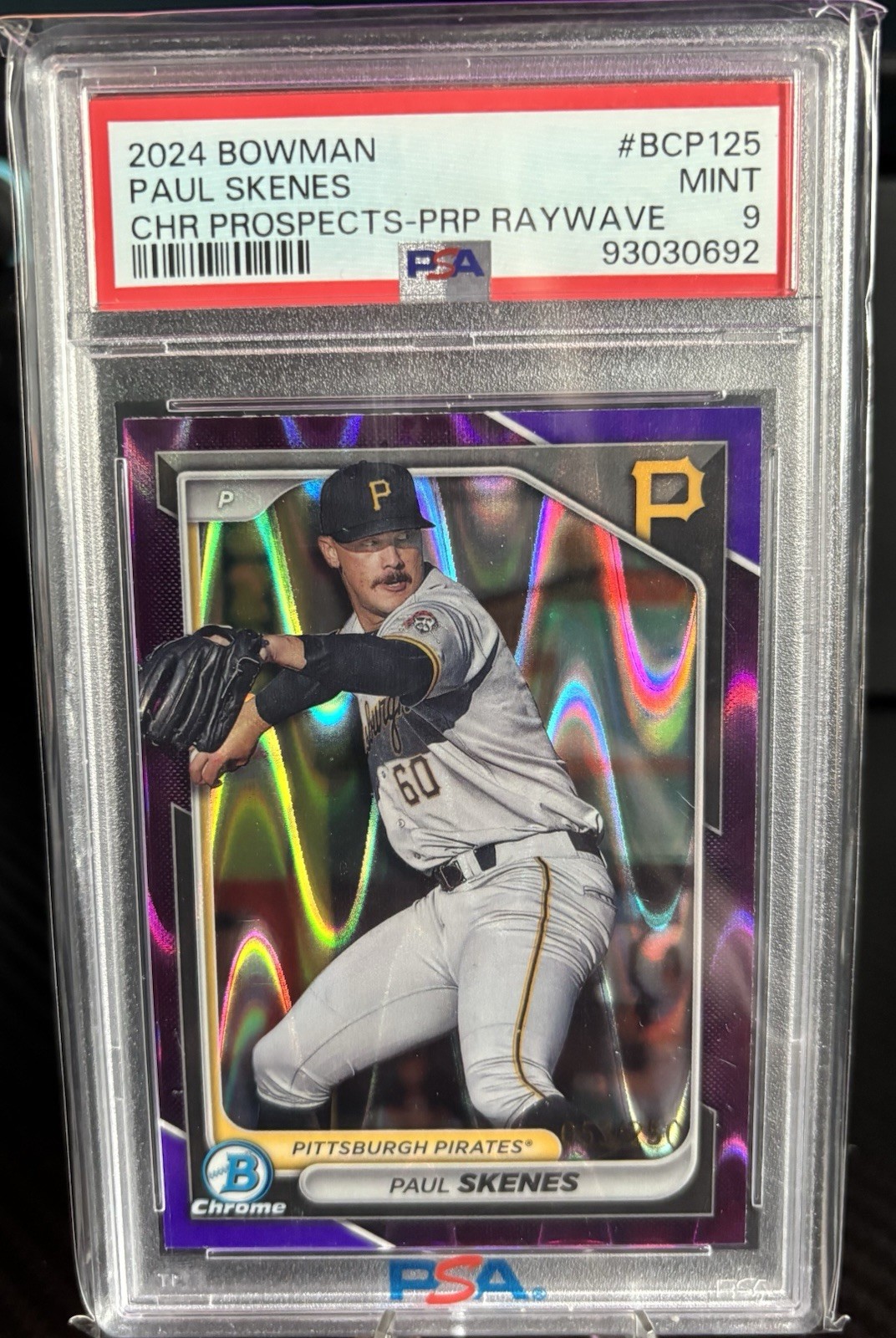 2024 Bowman -Chrome Prospects Paul Skenes BCP125 Purple Raywave Refractor 250 RC
