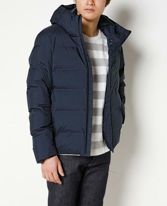 men seamless down hooded coat