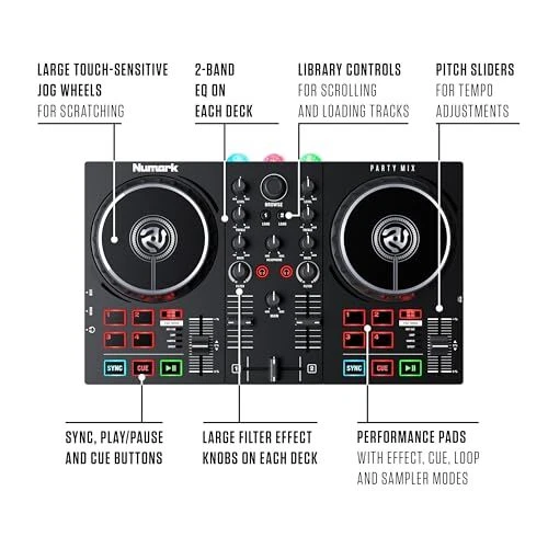Numark DJ Controller DJ Equipment Streaming Portable DJ Mixer Party Mix II - Image 4 of 4