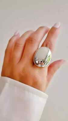 Large Bold Sterling Silver Dome Ring Chunky Electroform Dome Ring Gift For Women