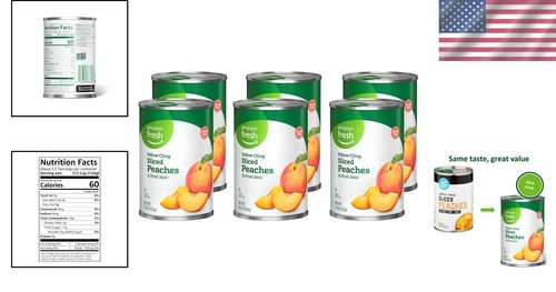 Healthy Canned Yellow Cling Sliced Peaches in Fruit Juice, 15 Oz (Set of 6) - Picture 2 of 7