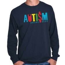 Cool Autism Awareness Jigsaw Puzzle Pieces Long Sleeve Tshirt for Men or Women