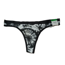 NWT JENNI Thong Size L Black White Tie-Dye Cotton Blend
