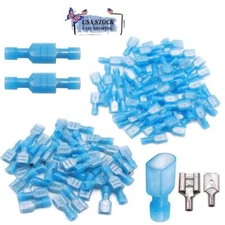 Blue Spade Female / Male Insulated Crimp Connectors Terminal 16-14 AWG Nylon