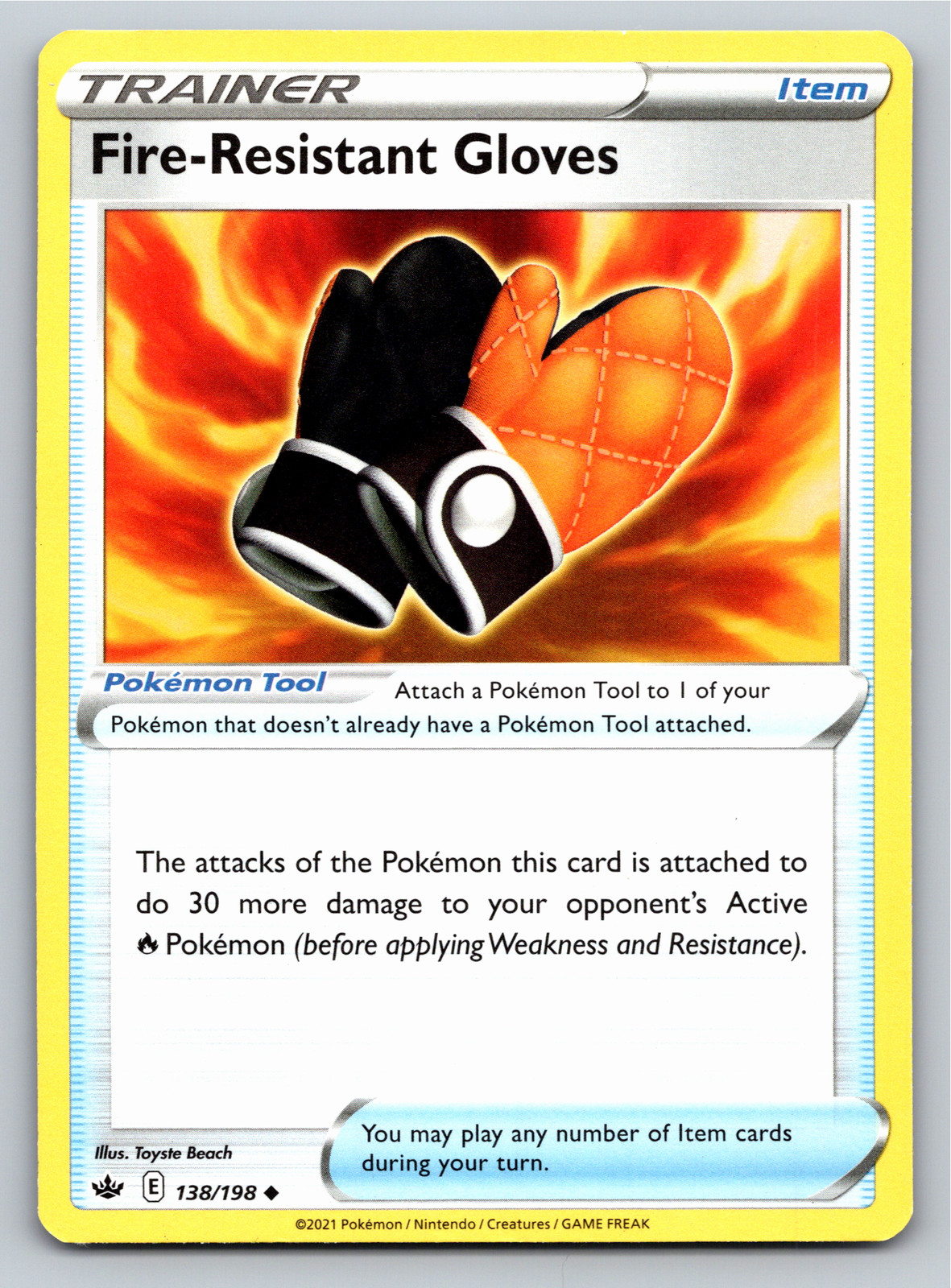 Fire-Resistant Gloves 138/198 Uncommon Chilling Reign Pokemon Card - NM Mint