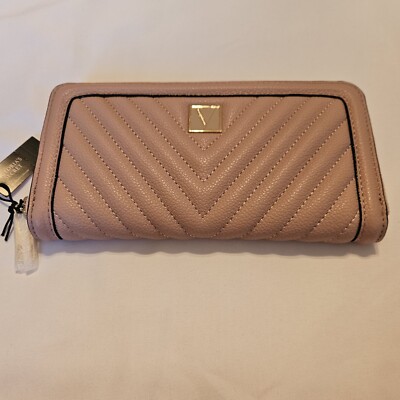 Victoria's Secret Large Wallet Clutch Full Zip V-Quilt Blush Pink New w/Tags 