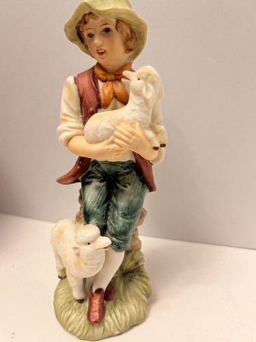 Vintage LEFTON Boy with Lambs Hand Painted China Porcelain #728 - Made in Japan - Picture 2 of 7