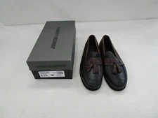 JOHNSTON MURPHY HEFLIN TASSEL LOAFERS SHOE MENS 9 1/2 BLACK / DARK BROWN 59-3110