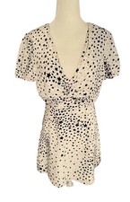 Super Down Women Juniors Star Short Sleeve Medium Dress Black White Twist