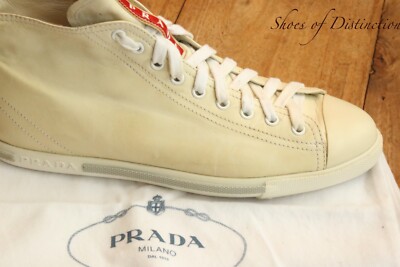 Prada creme-beige Leder-Sneaker Hi-Tops Damen UK 8 US 11 EU 41