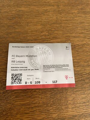 Used Ticket FC Bayern Munich vs RB Leipzig 1st Bundesliga season 2019/20