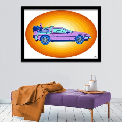 Back to the Future DeLorean (V1) Pop Art Ltd. Ed. Print Signed by