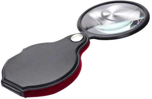 8X Portable Handheld Magnifier Loupe – Leather Case Pocket Magnifying Glass