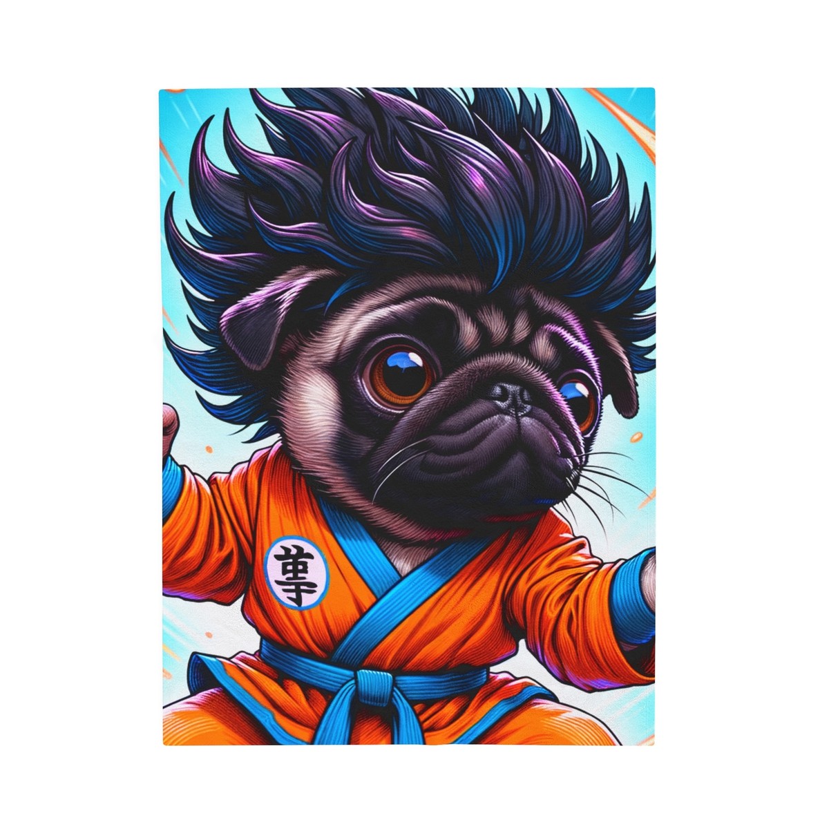 Velveteen Plush Blanket Pug Anime Style Art Print | eBay