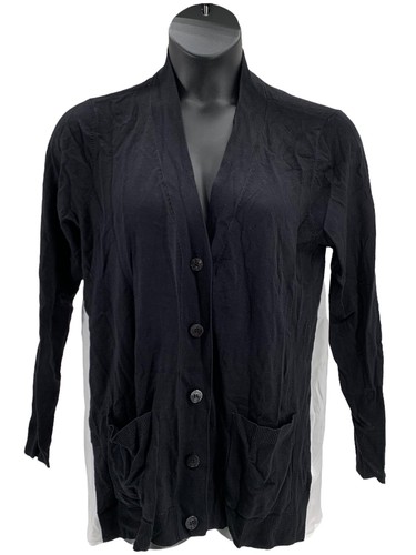 Isaac Mizrahi Live! Elements Mix Media Sweater Cardigan Pitch Black