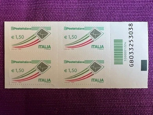 ITALIA 2009 QUARTINA POSTA ORDINARIA € 1,50 codice barra 1224