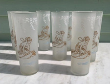 Vintage White Rock Soda Glass Libbey Gold Fairy Nymph 1950s Tumblers
