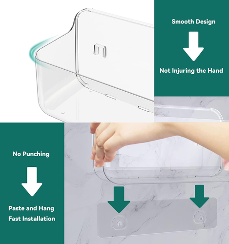 Shower Shelves, 5 Pack Adhesive Clear Acrylic Bathroom Shower Organizer Caddy, T - 第 5/7 張圖片