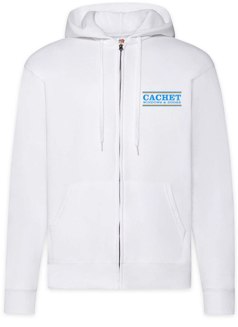 Cachet Windows & Doors Zipper Hoodie White Symbol Gold Sign Company Logo Vincent