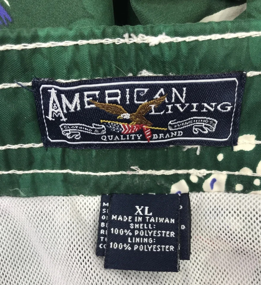 Bañador American Living para hombre estampados de peces corbata frontal verde hawaiano talla XL Foto 3 de 4