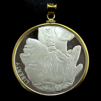 Coin Pendant oz Fine Silver Buffalo Round 14K Gold Filled
