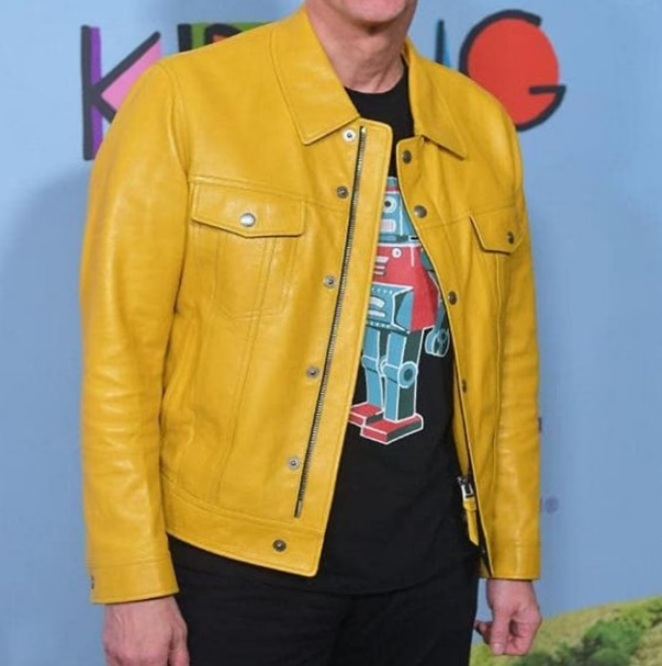 Men's Real Cowhide Leather Trucker Jacket Levi's Style Yellow Leather Jacket