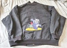 Vintage EEK THE CAT EEKSTRAVAGANZA black denim crew jacket - Nelvana 90s cartoon