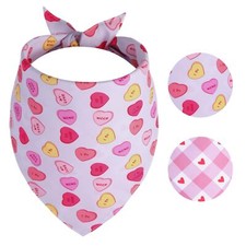 Valentine's Dog Bandanas XLarge 1PCS Triangle Reversible Sweetheart Scarf for...