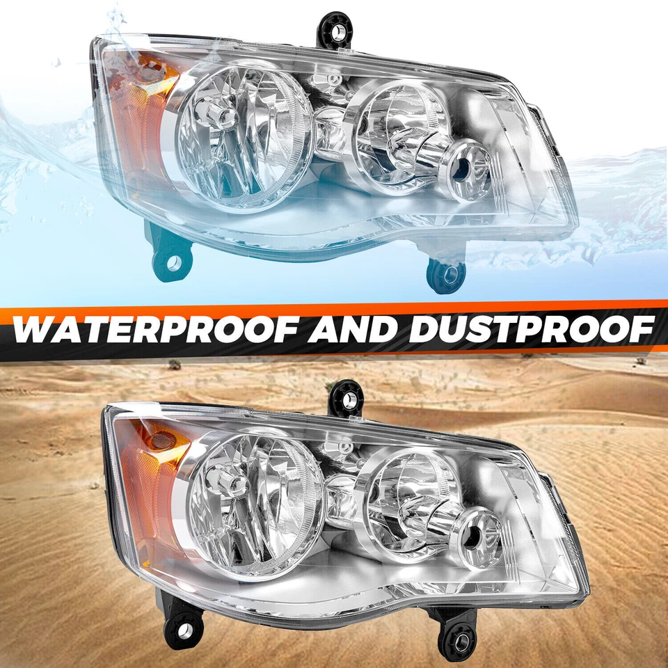 Pair For 2011-2018 Dodge Grand Caravan 2008-2016 Chrysler Town&Country Headlight Foto 3 de 4