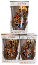 Wizarding World Harry Potter Hogwart Crest Glass Tumbler 16oz Set Of 3 New