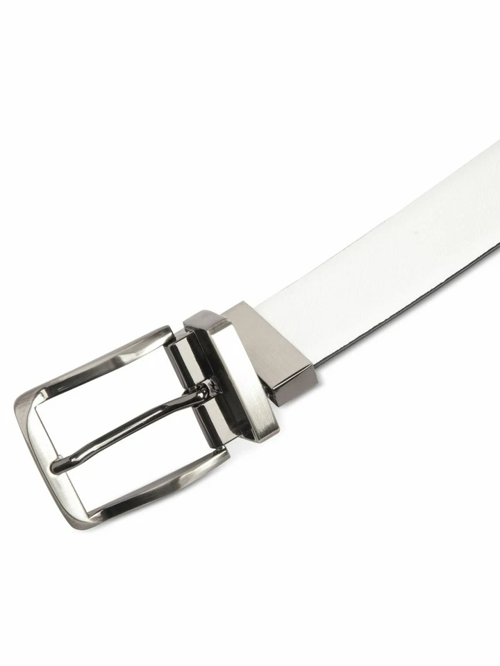 Cinturón informal reversible de cuero sintético ALFANI para hombre, negro/blanco, 36X1,25 Foto 3 de 3