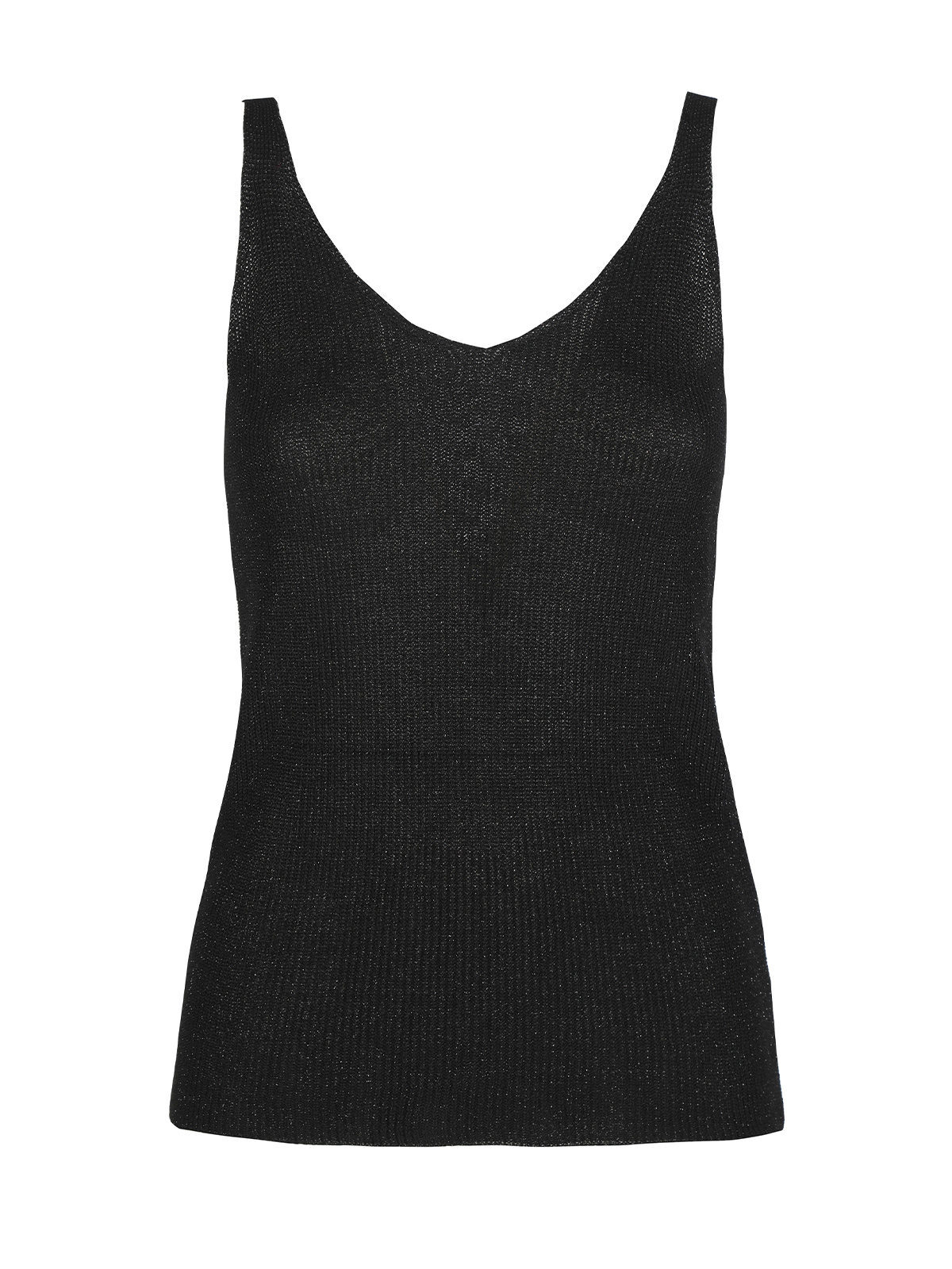 italy moda Top donna in lurex a costine scollo V