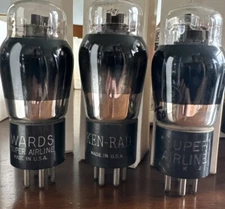 3 TYPE 42 NOS Power Tubes Super Airline Wards Kenrad BLACK CHROME ST bottles